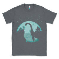 Charcoal Heather bigfoot riding loch ness monster sasquatch ufo abduction pullover hood Classic Tee - linhVisuals