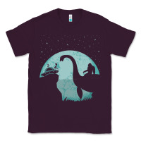 Plum bigfoot riding loch ness monster sasquatch ufo abduction pullover hood Classic Tee - linhVisuals
