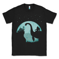 Black bigfoot riding loch ness monster sasquatch ufo abduction pullover hood Classic Tee - linhVisuals