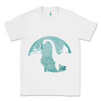 White bigfoot riding loch ness monster sasquatch ufo abduction pullover hood Classic Tee - linhVisuals