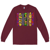 Burgundy mardi gras crawfish cake and mask with leopar and fleur de lis brushst Long Sleeve Tee - Artiststas