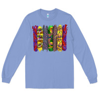 Colony Blue mardi gras crawfish cake and mask with leopar and fleur de lis brushst Long Sleeve Tee - Artiststas