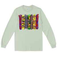 Matcha mardi gras crawfish cake and mask with leopar and fleur de lis brushst Long Sleeve Tee - Artiststas