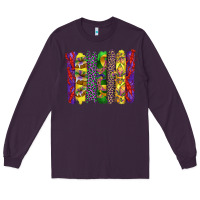 Plum mardi gras crawfish cake and mask with leopar and fleur de lis brushst Long Sleeve Tee - Artiststas