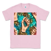 Bubblegum Pink nail art with leopard and turquoise  gemstone seamless pattern bbs Classic Tee - BundleAndBundleShop