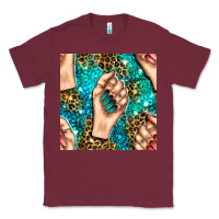 Burgundy nail art with leopard and turquoise  gemstone seamless pattern bbs Classic Tee - BundleAndBundleShop