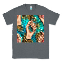 Charcoal Heather nail art with leopard and turquoise  gemstone seamless pattern bbs Classic Tee - BundleAndBundleShop