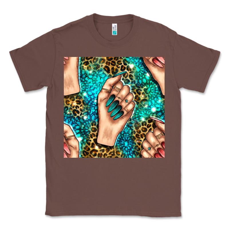 Nail Art With Leopard And Turquoise  Gemstone Seamless Pattern Bbs Classic Tee by BundleAndBundleShop | Teevron