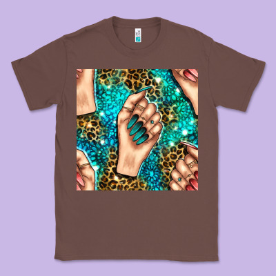 Nail Art With Leopard And Turquoise  Gemstone Seamless Pattern Bbs Classic Tee Designed By Bundleandbundleshop