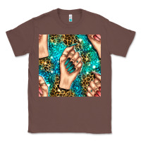 Chestnut nail art with leopard and turquoise  gemstone seamless pattern bbs Classic Tee - BundleAndBundleShop