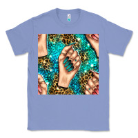 Colony Blue nail art with leopard and turquoise  gemstone seamless pattern bbs Classic Tee - BundleAndBundleShop