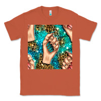 Copper nail art with leopard and turquoise  gemstone seamless pattern bbs Classic Tee - BundleAndBundleShop