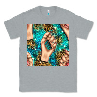 Heather Grey nail art with leopard and turquoise  gemstone seamless pattern bbs Classic Tee - BundleAndBundleShop