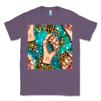 Lavender nail art with leopard and turquoise  gemstone seamless pattern bbs Classic Tee - BundleAndBundleShop