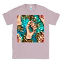Lilac nail art with leopard and turquoise  gemstone seamless pattern bbs Classic Tee - BundleAndBundleShop