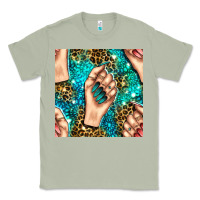 Matcha nail art with leopard and turquoise  gemstone seamless pattern bbs Classic Tee - BundleAndBundleShop