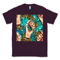 Plum nail art with leopard and turquoise  gemstone seamless pattern bbs Classic Tee - BundleAndBundleShop