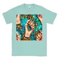 Seafoam nail art with leopard and turquoise  gemstone seamless pattern bbs Classic Tee - BundleAndBundleShop