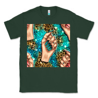 Sports Green nail art with leopard and turquoise  gemstone seamless pattern bbs Classic Tee - BundleAndBundleShop