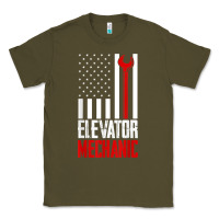 Army Green elevator mechanic american flag gift for elevator technician t shirt Classic Tee - linhVisuals