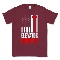Burgundy elevator mechanic american flag gift for elevator technician t shirt Classic Tee - linhVisuals