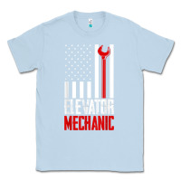Dusty Blue elevator mechanic american flag gift for elevator technician t shirt Classic Tee - linhVisuals