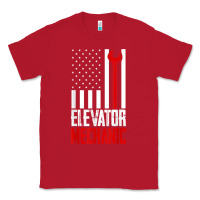 Red elevator mechanic american flag gift for elevator technician t shirt Classic Tee - linhVisuals