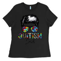 Black autism dad Ladies Tee - CowhideDigitalArt