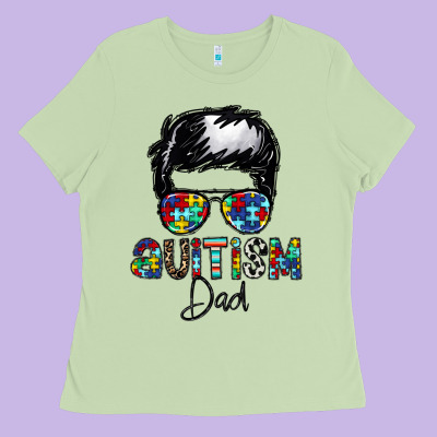 Autism Dad Ladies Tee Designed By Cowhidedigitalart