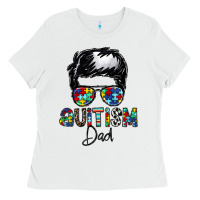 White autism dad Ladies Tee - CowhideDigitalArt