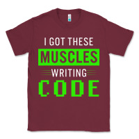 Burgundy funny programmer writing code muscles meme for computer geek Classic Tee - linhVisuals