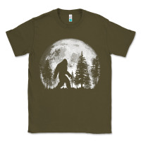 Army Green bigfoot in the forest hiding at night full moon trees nature t shirt Classic Tee - linhVisuals