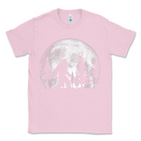 Bubblegum Pink bigfoot in the forest hiding at night full moon trees nature t shirt Classic Tee - linhVisuals