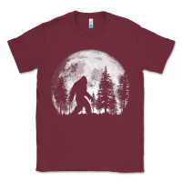 Burgundy bigfoot in the forest hiding at night full moon trees nature t shirt Classic Tee - linhVisuals