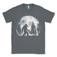Charcoal Heather bigfoot in the forest hiding at night full moon trees nature t shirt Classic Tee - linhVisuals
