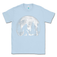 Dusty Blue bigfoot in the forest hiding at night full moon trees nature t shirt Classic Tee - linhVisuals