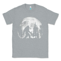 Heather Grey bigfoot in the forest hiding at night full moon trees nature t shirt Classic Tee - linhVisuals