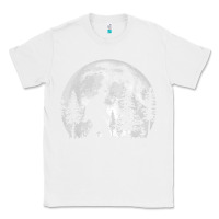 White bigfoot in the forest hiding at night full moon trees nature t shirt Classic Tee - linhVisuals