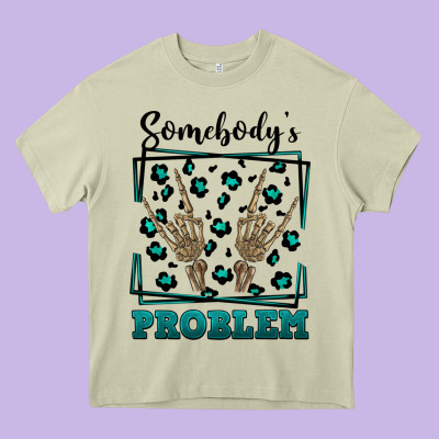 Somebody's Problem Hand Skeleton Heavy Core Tee Designed By Fadigitalartstudio