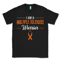 Black multiple sclerosis warrior autoimmune disease orange ribbon Classic Tee - linhVisuals