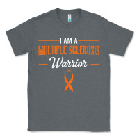 Charcoal Heather multiple sclerosis warrior autoimmune disease orange ribbon Classic Tee - linhVisuals