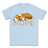 Dusty Blue nope lazy corgi Classic Tee - linhVisuals