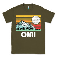 Army Green ojai california mountains & sun retro 80s graphic Classic Tee - linhVisuals