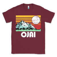 Burgundy ojai california mountains & sun retro 80s graphic Classic Tee - linhVisuals