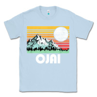 Dusty Blue ojai california mountains & sun retro 80s graphic Classic Tee - linhVisuals