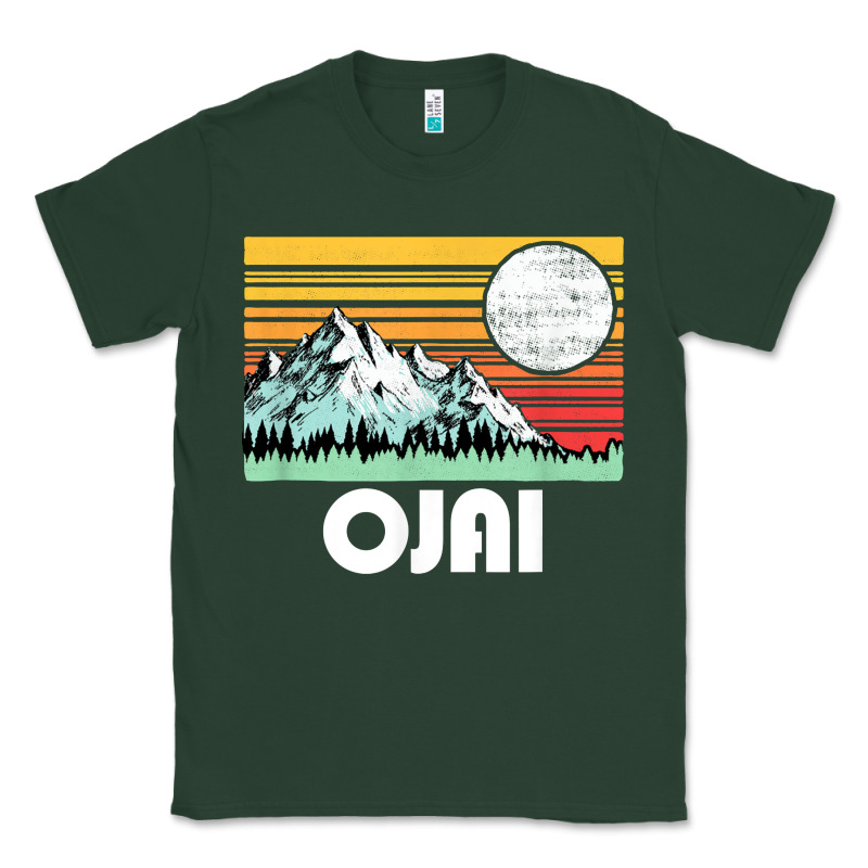 Ojai California Mountains & Sun Retro 80s Graphic Classic Tee by linhVisuals | Teevron