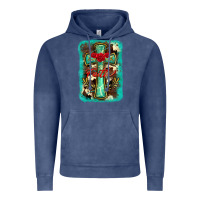 Vintage Denim cross faith background Vintage Hoodie - BarkalooDesign