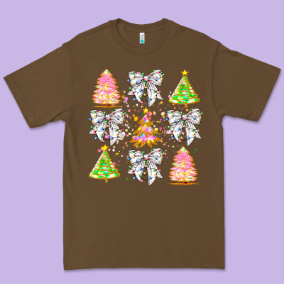 Christmas Trees And Bow Premium Tee Designed By Cowhidedigitalart