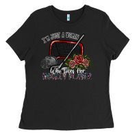 Black i'm just a woman who loves her hockey player Ladies Tee - SublimationCraftShop