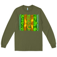 Army Green saint patricks horseshoe shamrock leopard glitter brushstroke Long Sleeve Tee - Artiststas